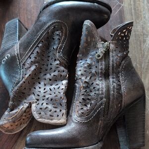 BED|STU Distressed Brown Leather Ankle Booties